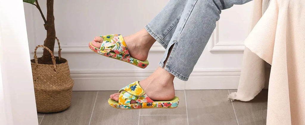 Litfun Open Toe House Slippers For Women New Corduroy Indoor Flat Slides With Adjustable Strap Four Season Lady Orthopedic Shoes