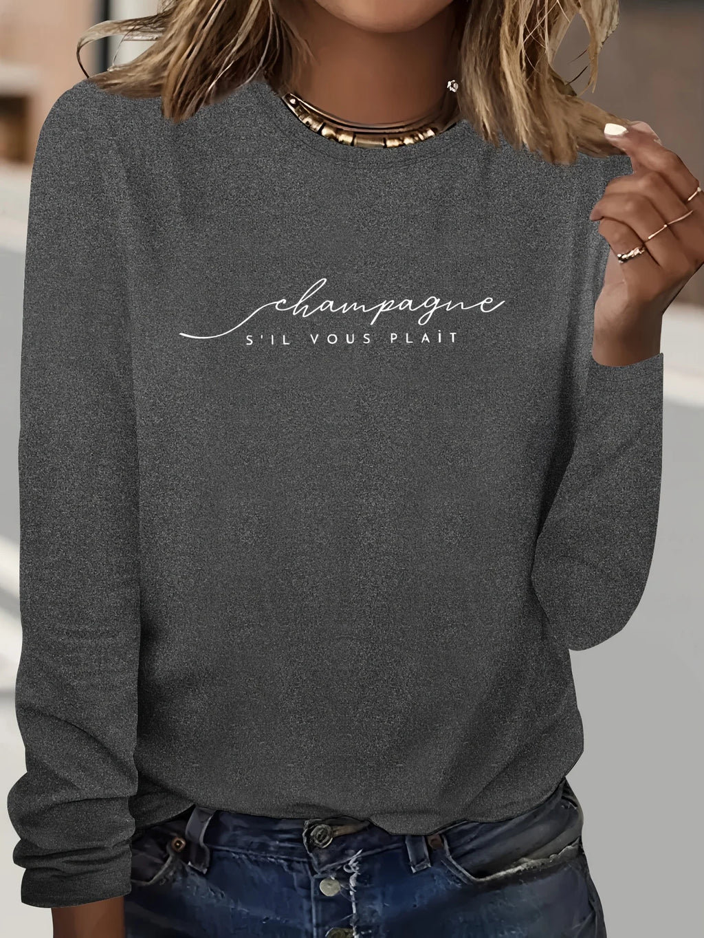100% pure cotton women's spring and autumn loose casual skull and rose graphic printed long sleeved round neck T-shirt