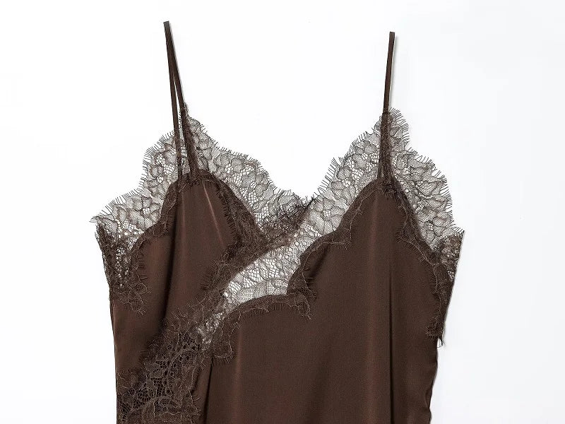 MUJER Lace Slip Mini Dress Women Satin Backless Summer Dress Woman Asymmetric Party Women's Dress Sexy Beach Dresses for Women