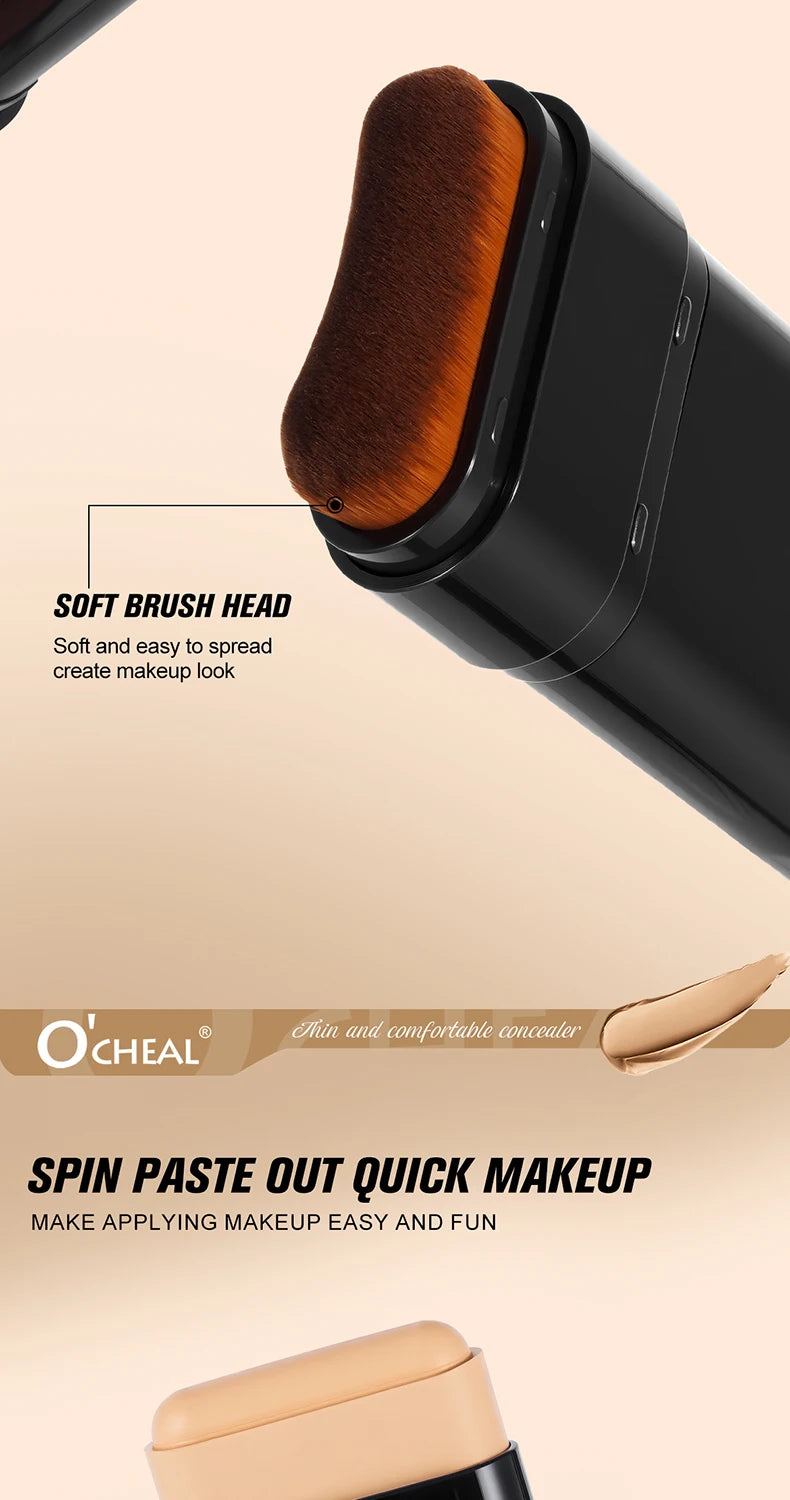 Double-Headed Foundation Make-Up Stick, Waterproof, Set Makeup, conceal, Moisturize, Control Oil, Brighten, No Makeup Transfer