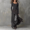 Spring Sexy Splicing Leopard Print Long Dress Woman Elegant O Neck High Waist Party Dresses Autumn Long Sleeve Ruffle Maxi Dress