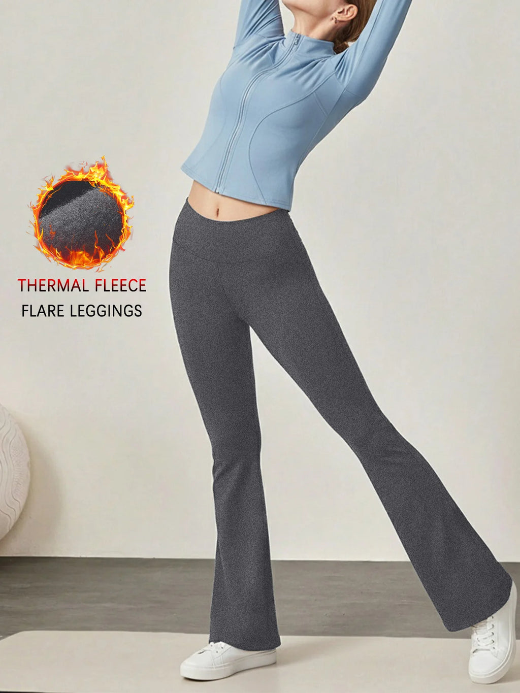 Women's Super Soft High Waisted Fleece Flare Leggings with Tummy Control. Comfortable Bootcut Design for Yoga and Daily Wear