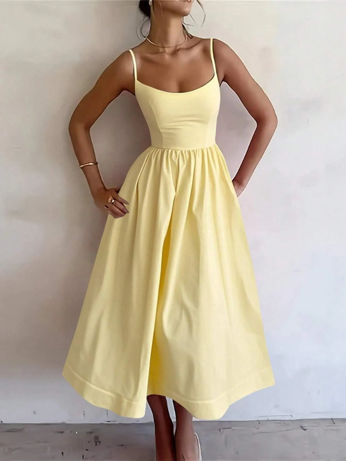 A Line High Waist Dress with Geometric Pattern No Closure Japanese Korean Casual Slim Fit Midi Length Women Summer Dress