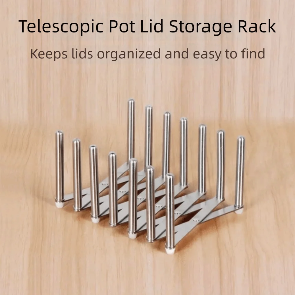 Stainless Steel Telescopic Rack Telescopic Design Foldable Pot Cover Storage Adjustable Retractable Kitchen Storage Tray