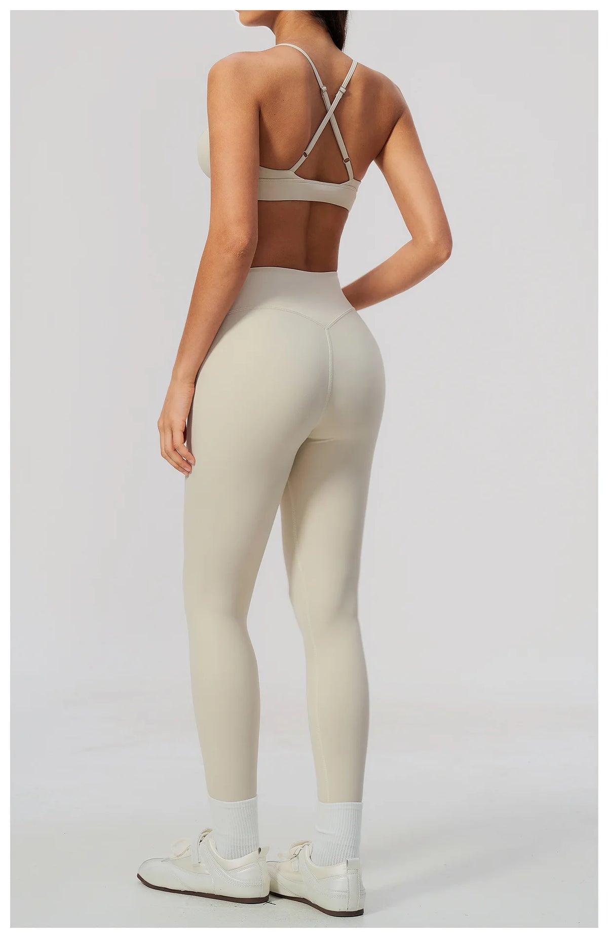 Woman Yoga Set Fitness Suit 2PCS Gym Clothing Running Workout Sportswear Outfit Tracksuit Set V Neck Cross Back High Waist Pants