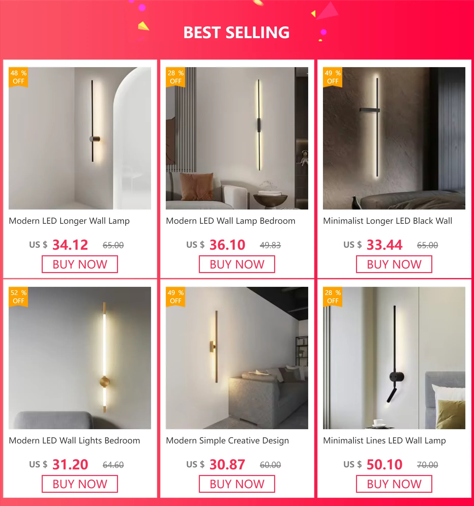 Modern LED Wall Lamp Bedroom Decoration Indoor Fixture Living Minimalist Lines Black Light Sconces Stair Hallway Wall Lights