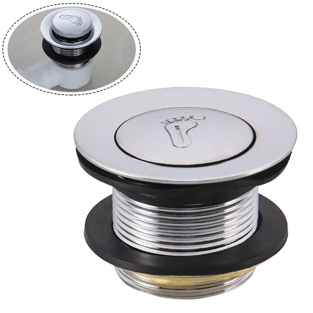 Waste Drain Pop Up Drain Easy To Install Water-tight Seal Alloy+Brass+Plastic Bathroom Bathtub Drain Plug Silver Brand New