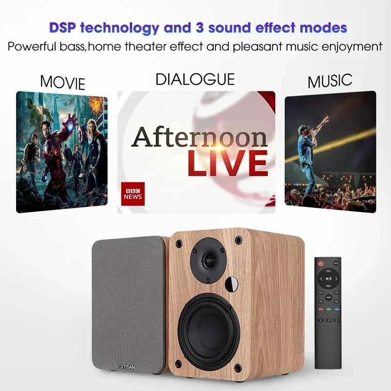 Bestisan 80W 2.0 Channel Wireless Speakers for PC TV Home Theater Sound System USB/coax/Optical Bookshelf Active Subwoofer SR04