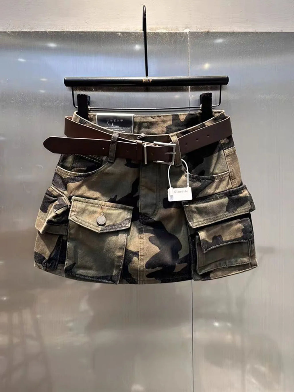 Fashion Spicy Girls Camouflage Denim Skirts American Retro Versatile High Waist Multi Pockets Skirt Summer Women's Mini Skirts