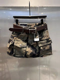 Fashion Spicy Girls Camouflage Denim Skirts American Retro Versatile High Waist Multi Pockets Skirt Summer Women's Mini Skirts