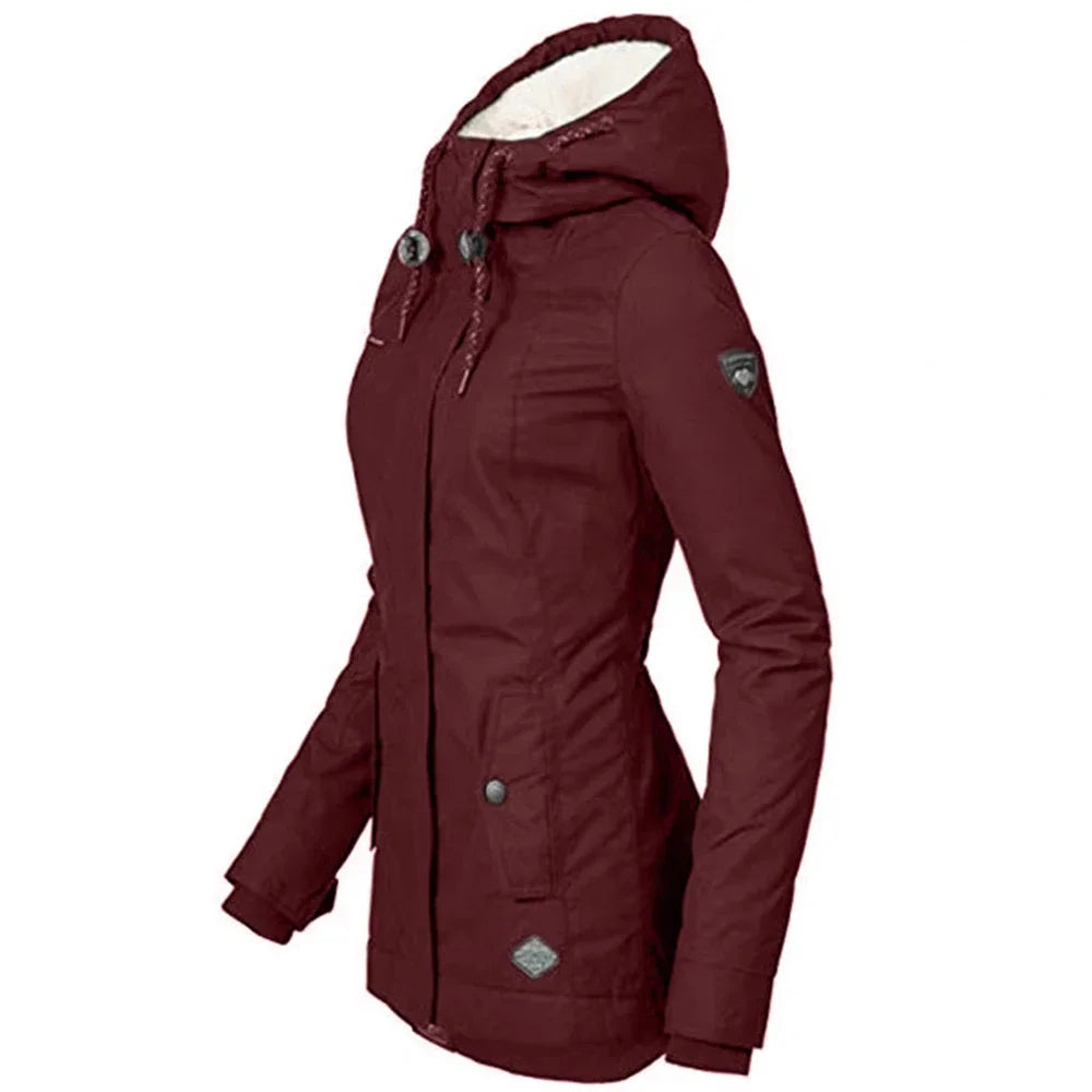 2025 New UZZDSS Winter Women Warm Parkas Hooded Thick Plush Coats Female Mid-Long Cotton Jacket Warm Coat Outwear Suit Jackets