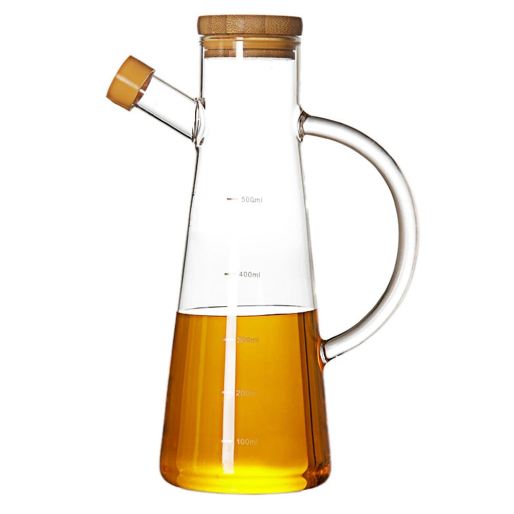 500/800ml Cooking Seasoning Bottle Dispenser Glass Olive Oil Sauce Vinegar Pot Bottles with Handle Lid Kitchen Cooking Container