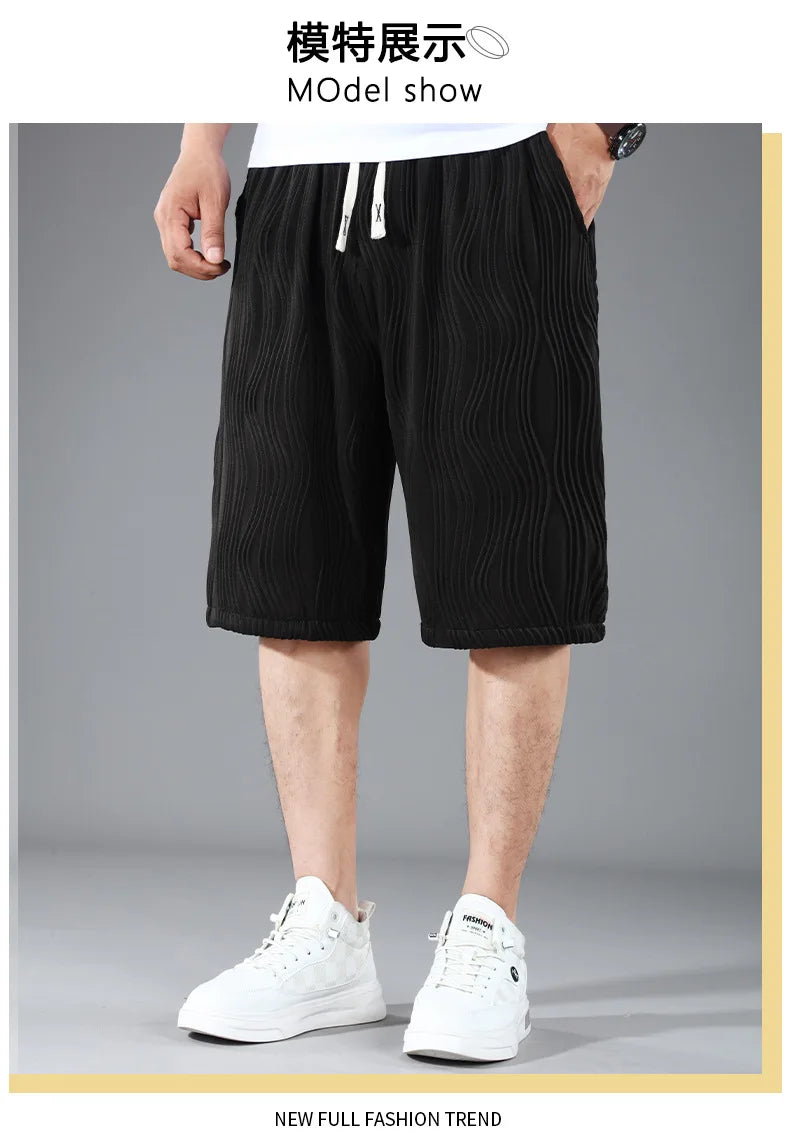 Extra Big Size Men Ice Silk Short Elastic Waist Casual Bermuda Male Summer Cool Icy Plus Large 11XL Loose Fit Stretch Breathable