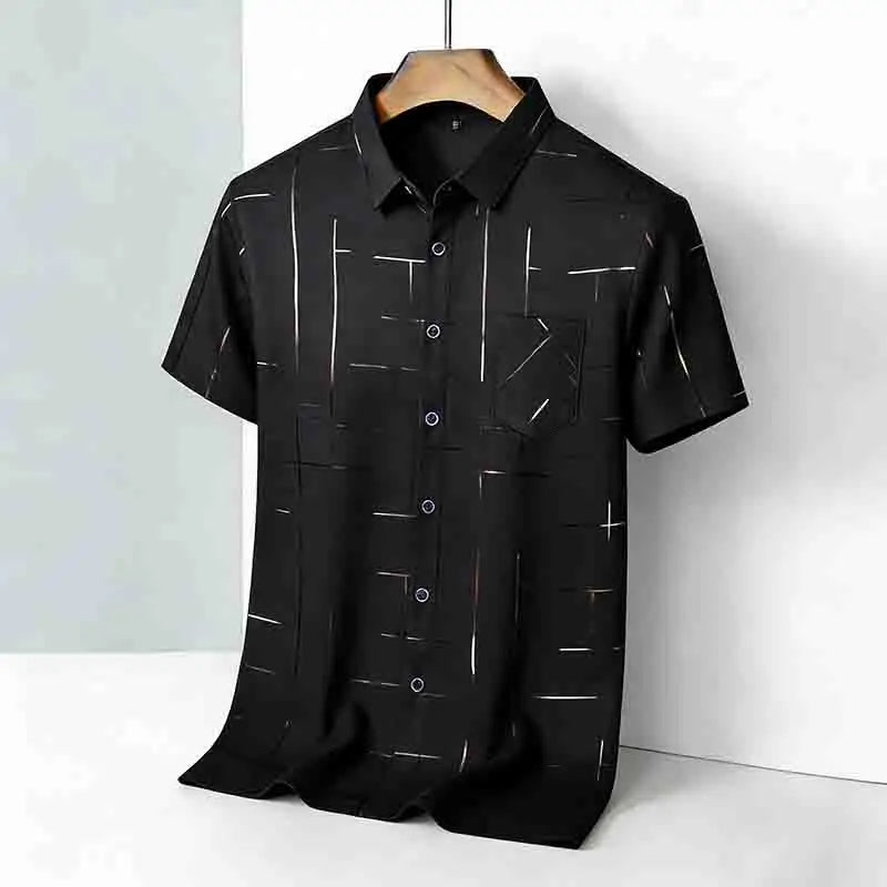 2026 New Men's Silky Short Sleeve Shirt Wrinkle-Resistant Short Sleeve Casual Office Daily Wear