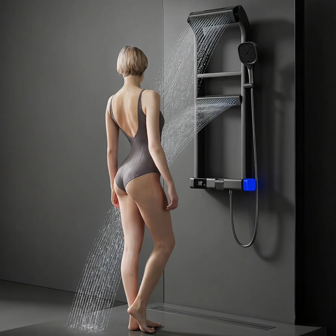 Modern Smart Piano Keys Thermostatic Shower System Premium Brass Digital LED Display Spa Shower Panel For OEM/ODM