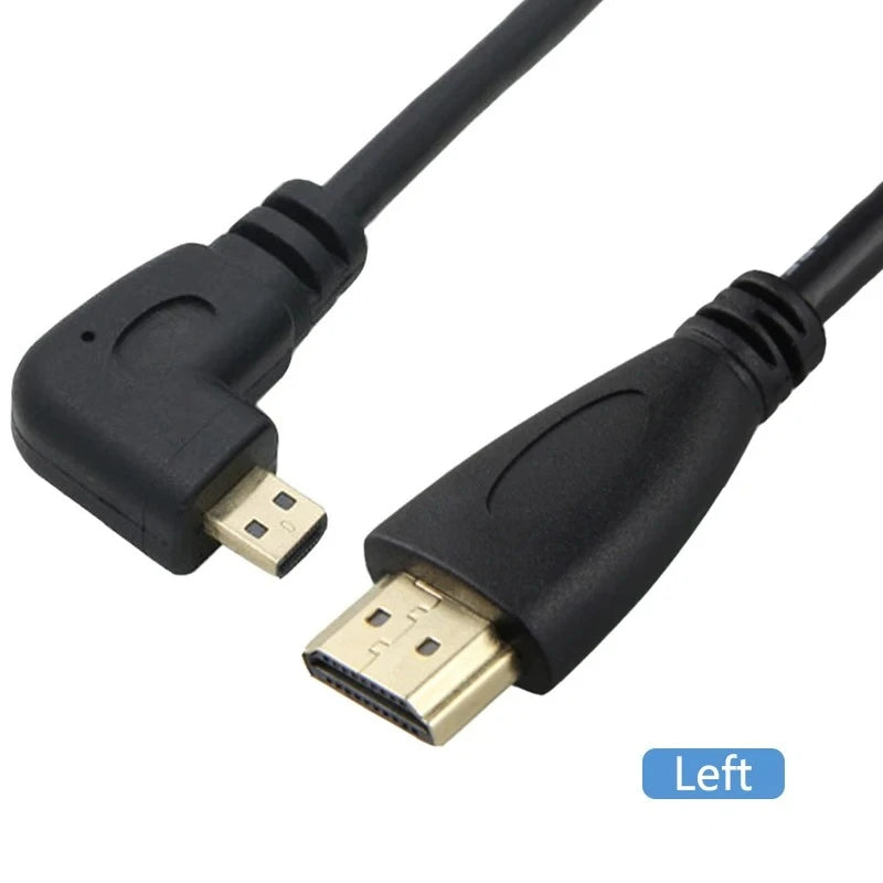 Micro hdmi Cable HDMI-compatible V1.4 Male to HDTV Micro HD 90 Degree Left Right Angle Cable 1080p for HDTV PS3 XBOX 3D LCD
