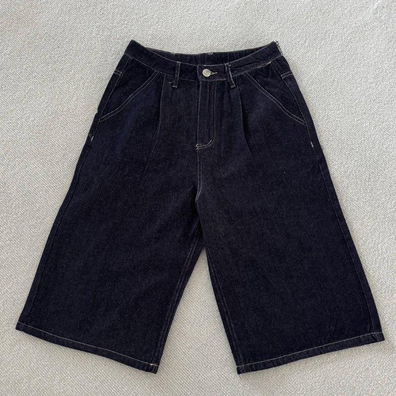 New High Quality American Retro Derchutze Denim Shorts Embroidered Patterns Men's Straight Leg Pants Stock