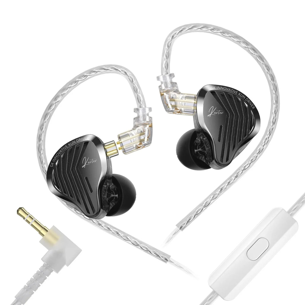 Gk Kunten 1DD Dynamic Drive Earphone Hifi IEMs In Ear Earbuds 2pin Detachable Cable Metal Gamer Headset