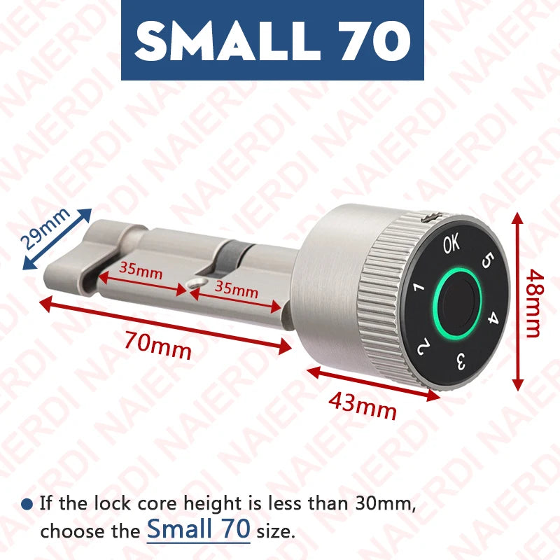 NAIERDI Smart Lock Cylinder Tuya App Fingerprint Password Unlock Electronic Door Lock Core Upgrade for Mechanical Home Lock