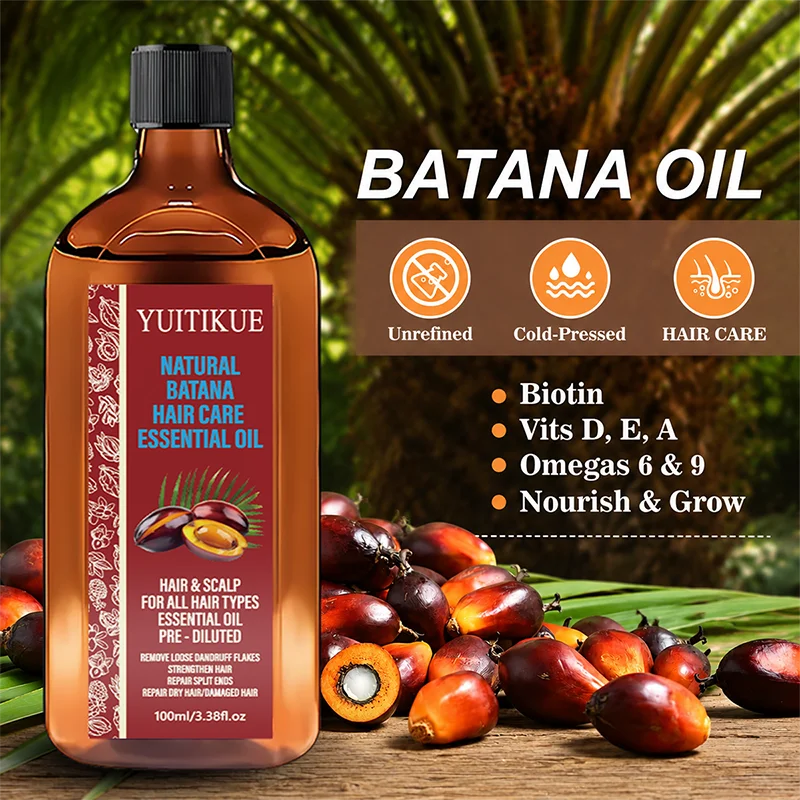 YUITIKUE Natural Batana Hair Essential Oil Scalp Care Anti Dandruff Strengthen Hair Repair Split Ends Dry Damaged Hair Anti-Friz