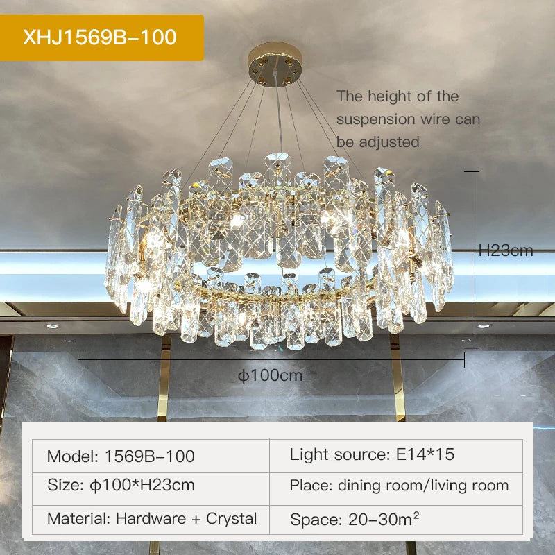 Postmodern Light Luxury LED Crystal Chandelier Atmosphere Dining Room High-end Home Bedroom Kitchen Living Room Pendant Lights