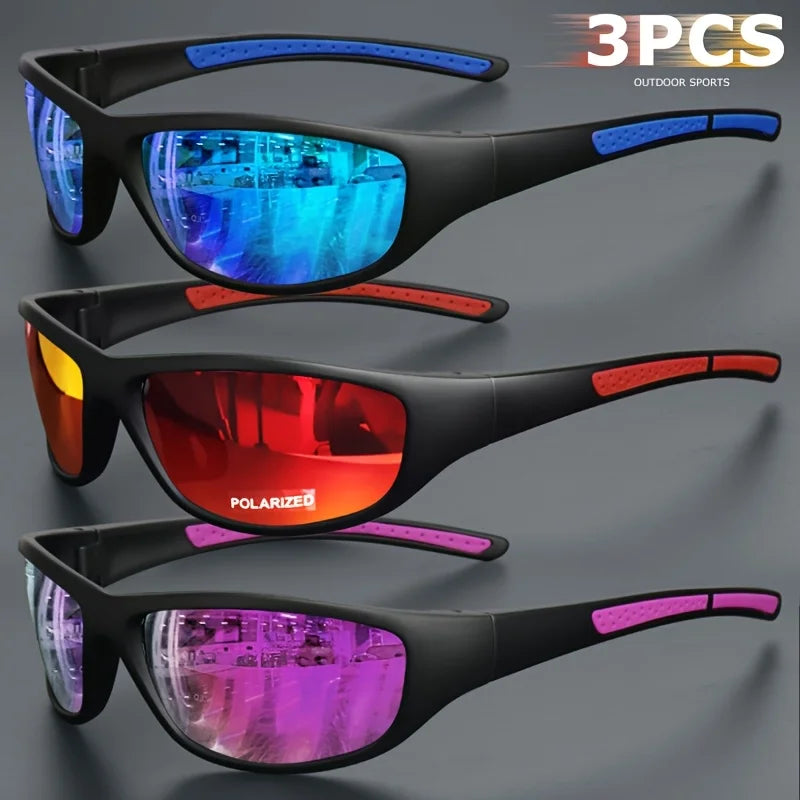 1/3PCS Polarized Sports Sunglasses Set High-Quality Photochromic Wraparound Lenses for Cycling Fishing Driving Night Vision, UV