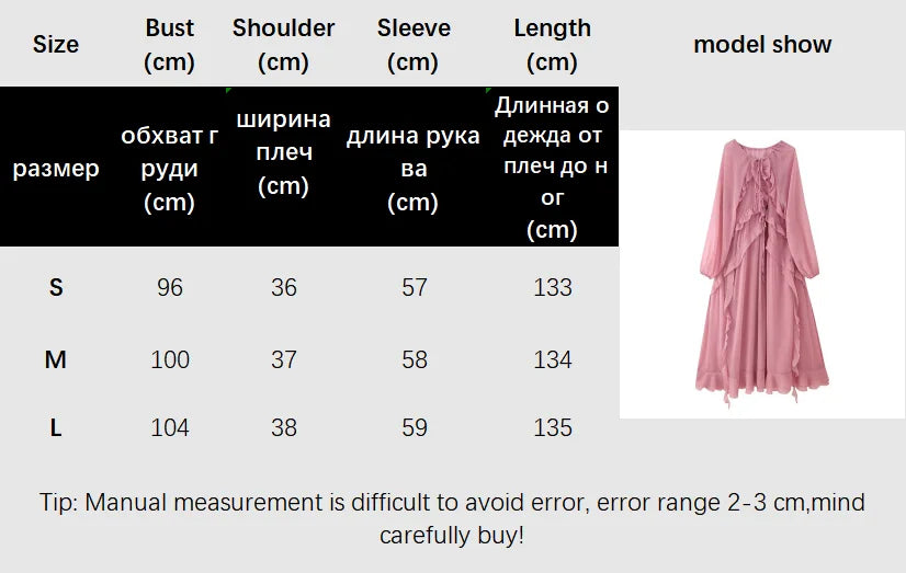 2026 Casual Solid Ruffles Patchwork Robe Women Minimalist Full Sleeve Mesh Loose Fit Lace Up Maxi Dress Vacation Daily Date Wear