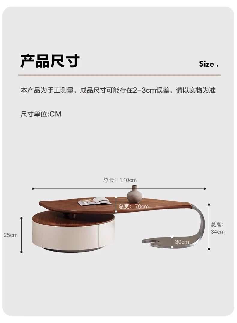 Modern simple leaves solid wood special-shaped small apartment art living room household antique saddle leather coffee table