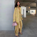 Vintage Polka Dot Women's Pants Sets 2 Pieces Tie Lapel Full Sleeve Blouses Loose Wide Leg Pant 2026 Autumn Lady Vacation Suits