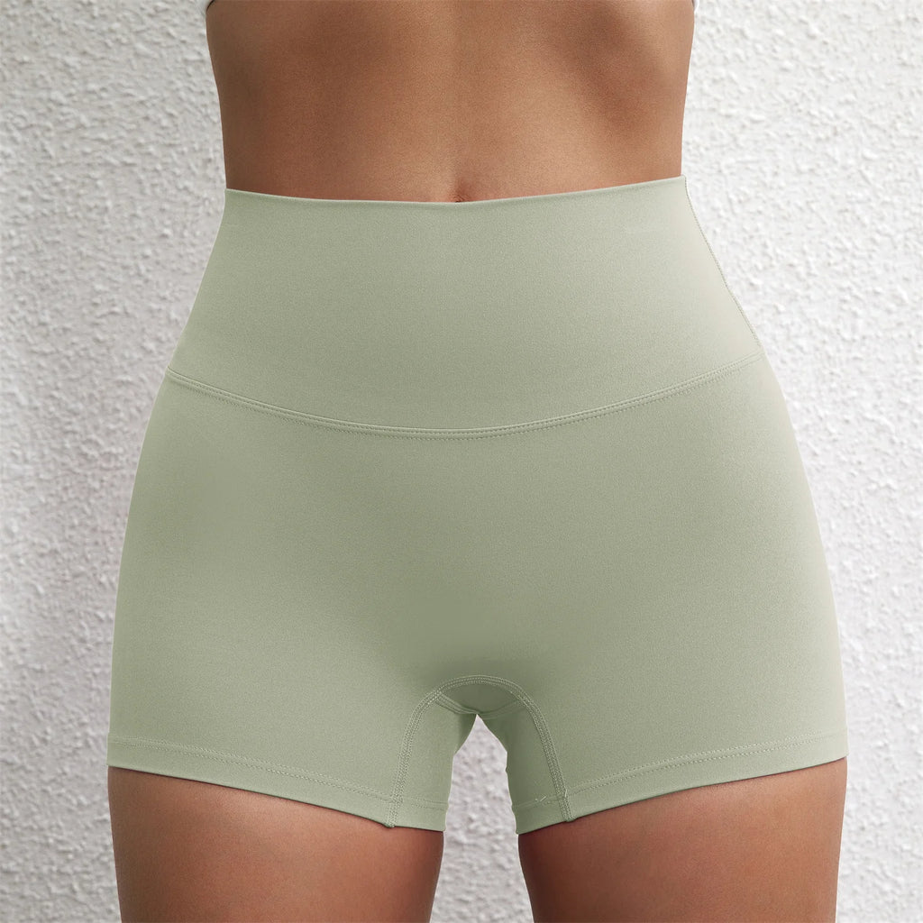 Solid Color Tight Compression Sport Short High Waist Yoga Ultrashort Legging Training Soft Women Gym Athletic Tight Squat Proof