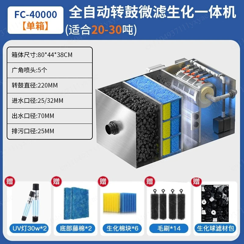 Stainless Steel Drum Filter Micro Screen for Aquaculture Fish Pond Water Recirculation System Waste Removal