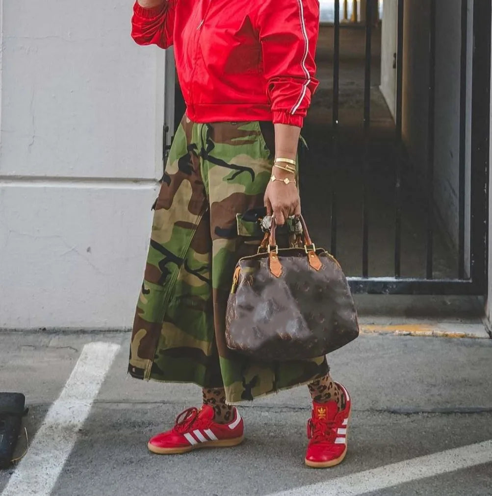 Women Mid Length Pant Vintage Camouflage Cargo Pants High Waist Trousers Capris Y2k Streetwear Elegant Work Casual Loose 2026