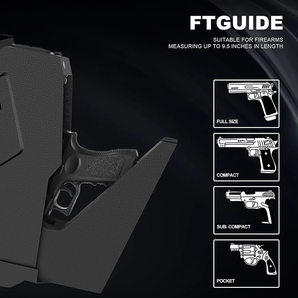 Biometric Handgun Gun Safe Open Fingerprint Hidden Safe for Pistols -with Fingerprint, Backlit Keypad, KEY Access