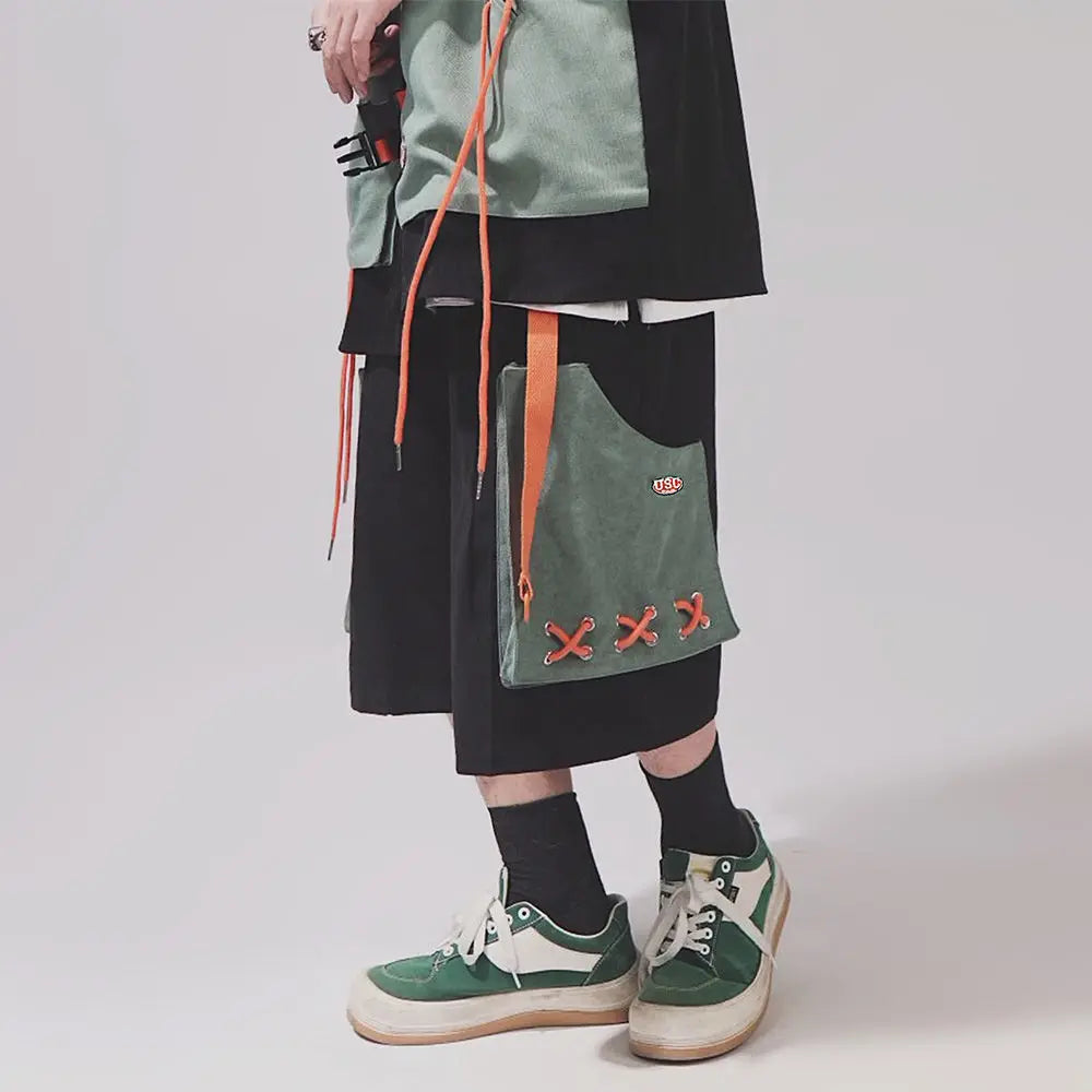 ARENS Hip Hop Cargo Shorts Men Basketball Men's Oversize Couples Matching Clothing Japanese Steetwear Summer Pockets Patchwork
