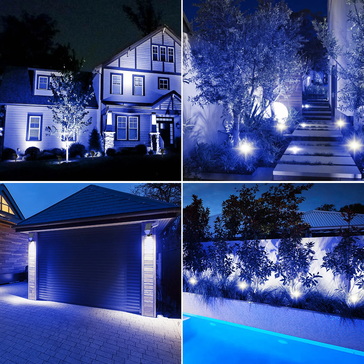 Solar LED Light Outdoor IP65 Waterproof Blue Light Solar Power Light Lawn Light For Garden Decor Solar Wall Light Outdoor