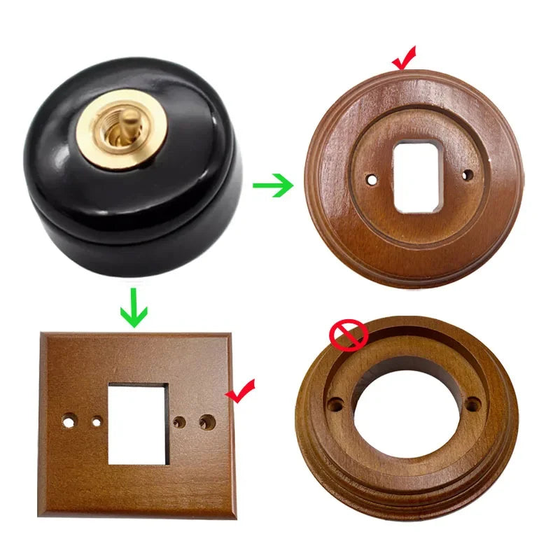 High Quality Retro Ceramic Round Toggle Switch 1 Ｗay 2 Way Control Wall Light Switch