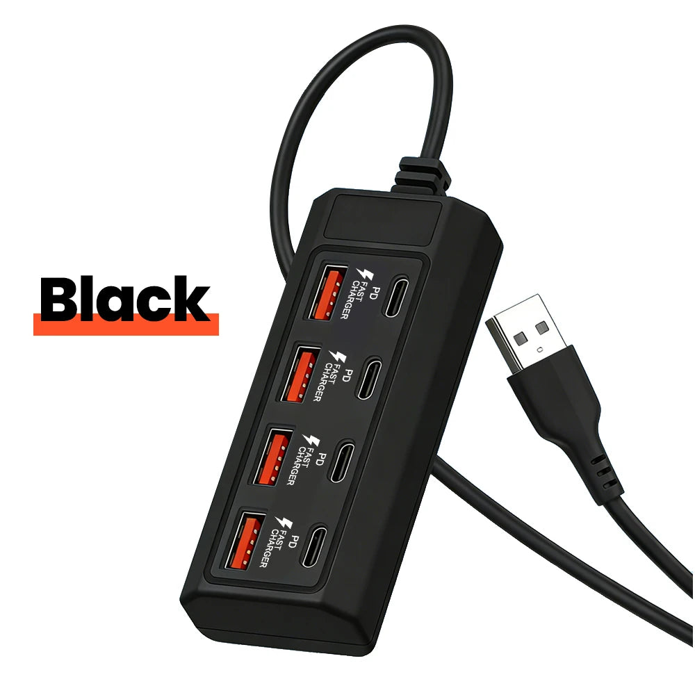 8 in 1 USB Electrical Socket 25W Fast Charging Power Outlet Adapter Docking Stations USB Splitter Converter USB Extension Socket