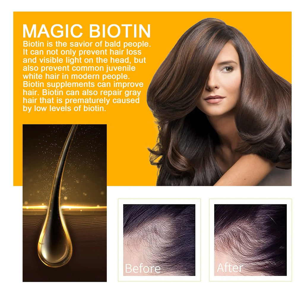 New Natural Biotin Plant Repair Damaged Hair Care Essential Oils Hair Growth Oil Moisturizing Nourishing Anti-Dandruff Care