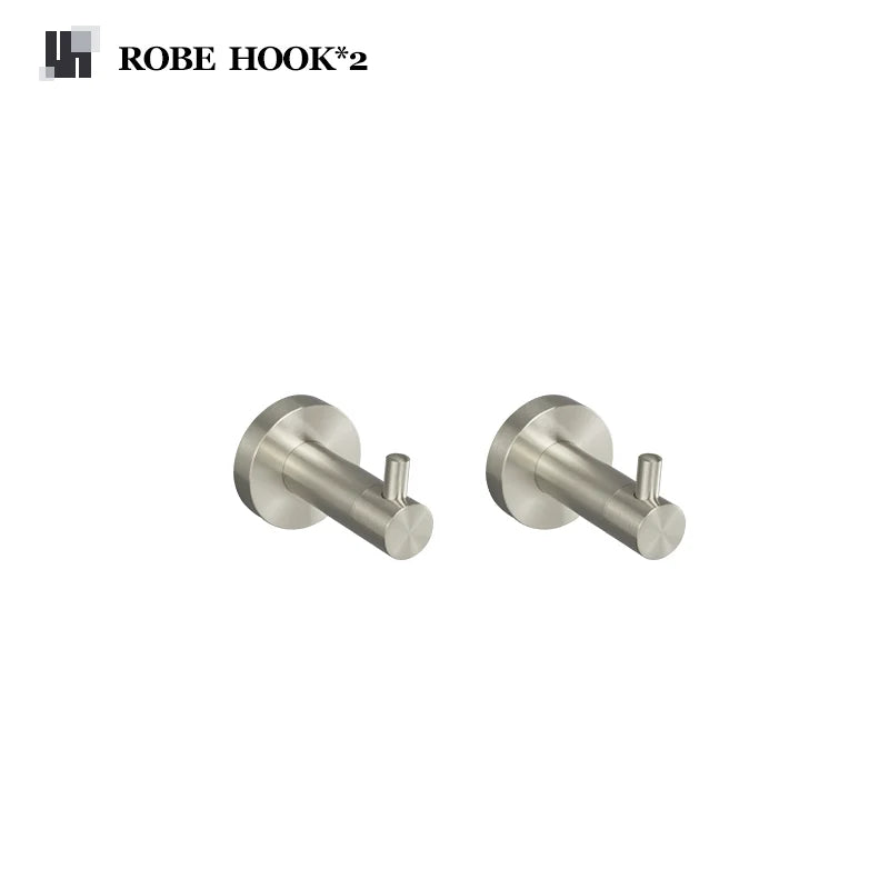 Brushed Nickel Wall Mount Stainless Steel Bathroom Hardware Set Towel Bar Towel Ring Paper Holder Robe Hook Bathroom Accessories