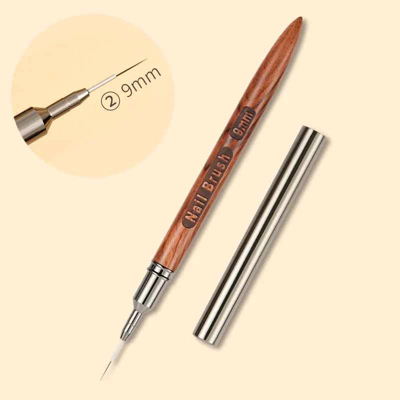 Nails Art Liner Brushes Wooden Handle Phototherapy Acrylic UV Gel Brush for Elongated Lines Painting Professional Manicure Tool