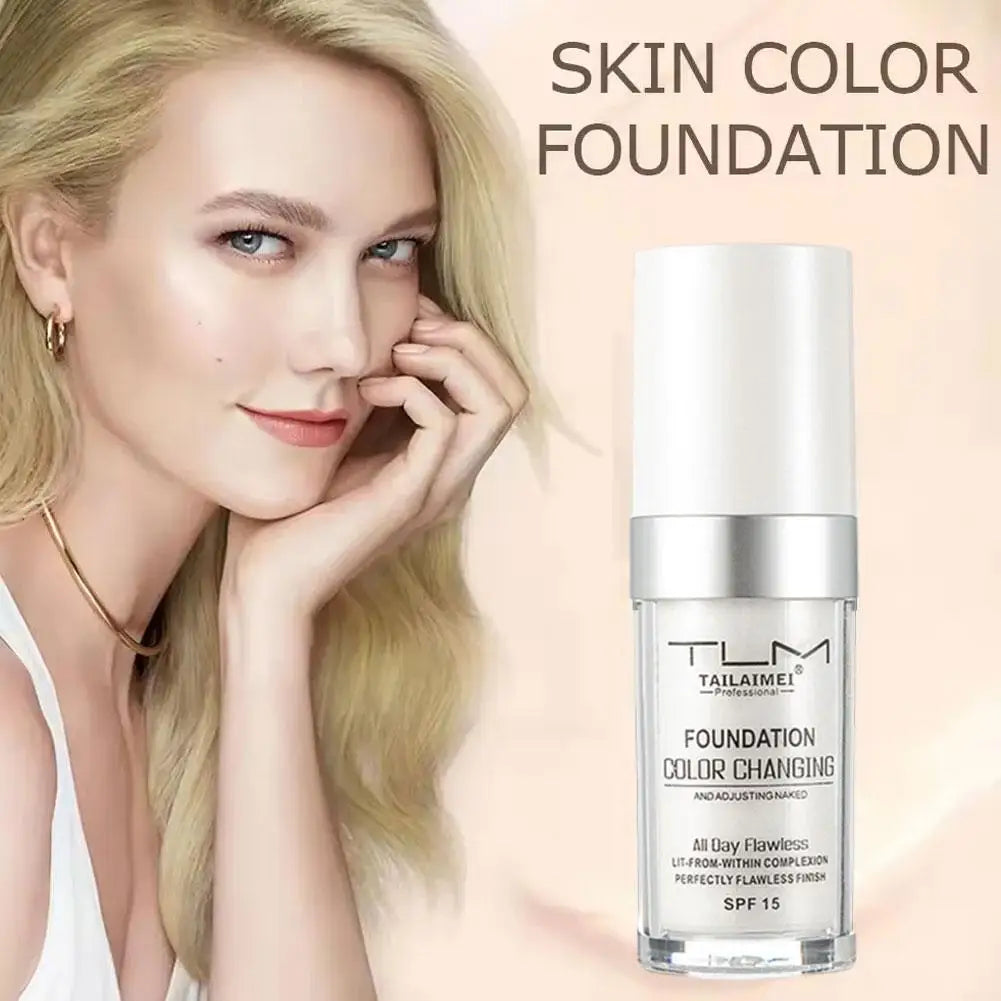 Foundation Color Changing Makeup Base Nude Face Full Cover Matte Concealer Long Lasting Make Up Liquid Foundation Cream 30ml
