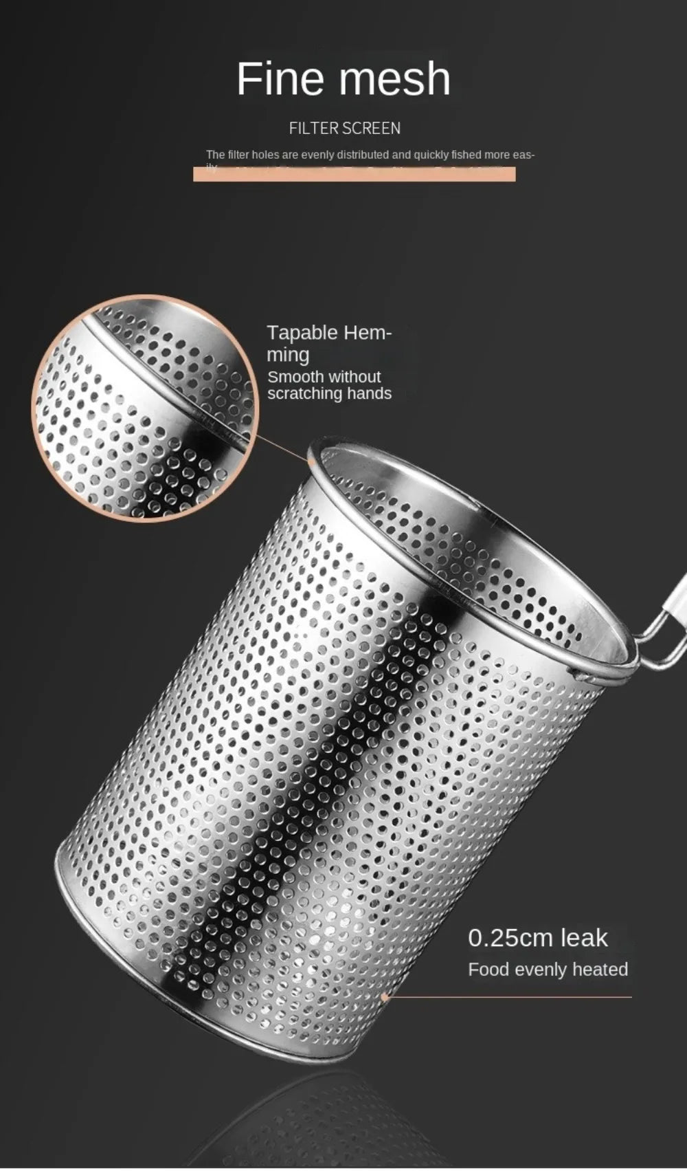 Durable Thickened Stainless Steel Funnel Kitchen Gadgets Wooden Handle Pasta Basket Strainer Multifunctional Noodle Funnel