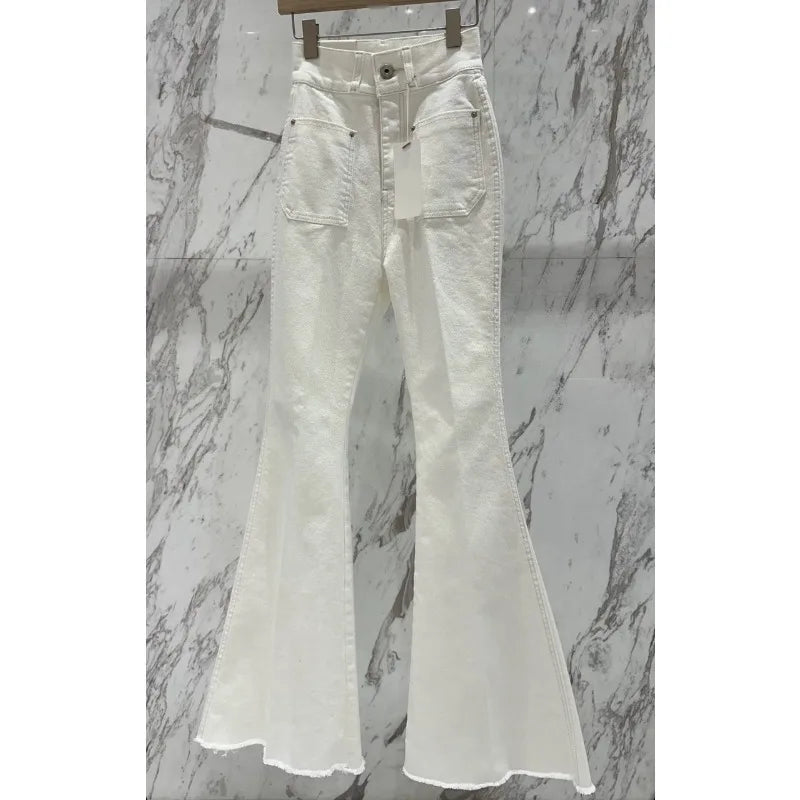 Women Denim Jeans Flare Slim Washed Autumn Winter New High Street Wide Leg Stright High Waist Trousers Long Pants Vintage Casual