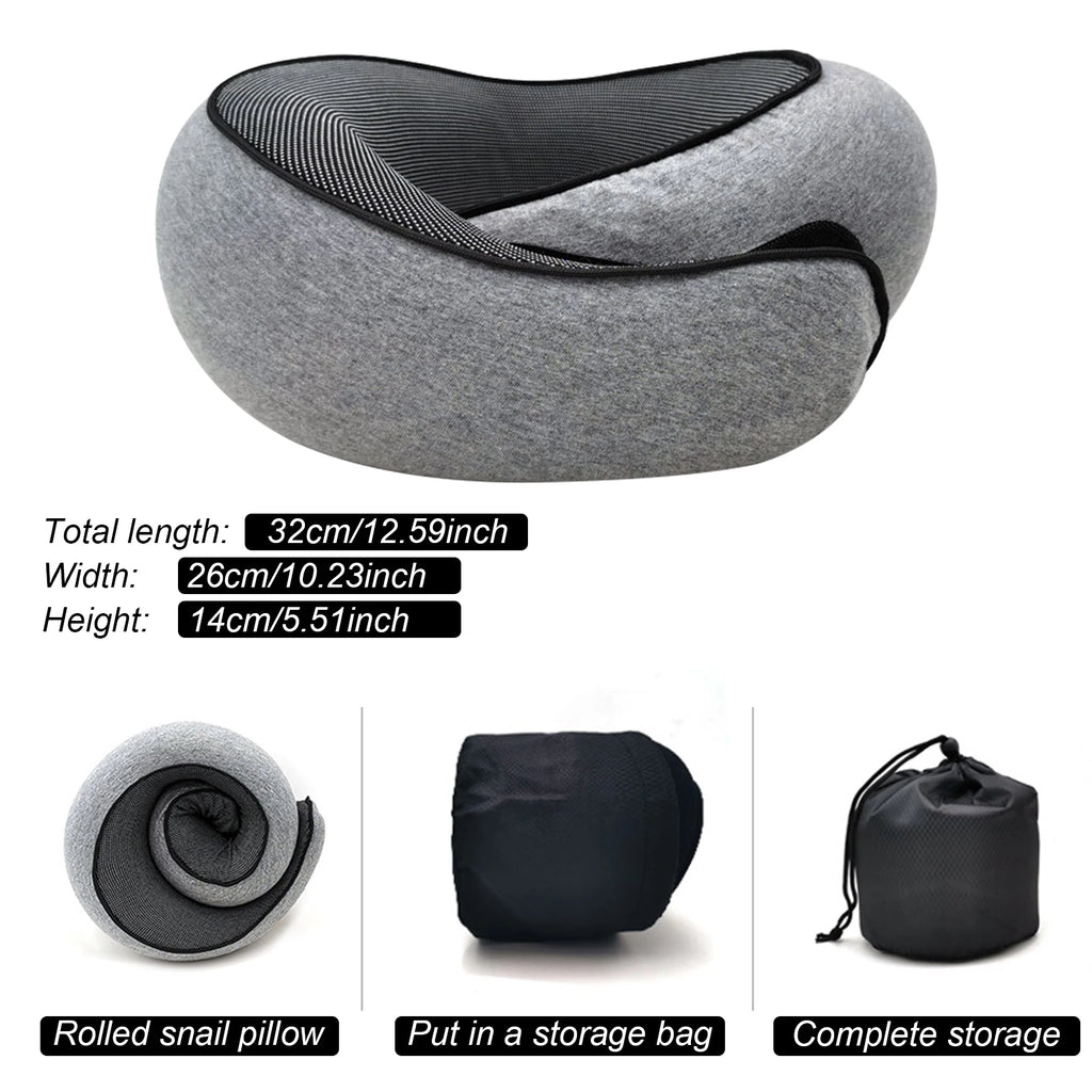 Portable U-shaped Pillow Memory Foam Snail Pillow Soft Noon Break Sleep Pillows Travel Neck Support Travel Neck Pillow