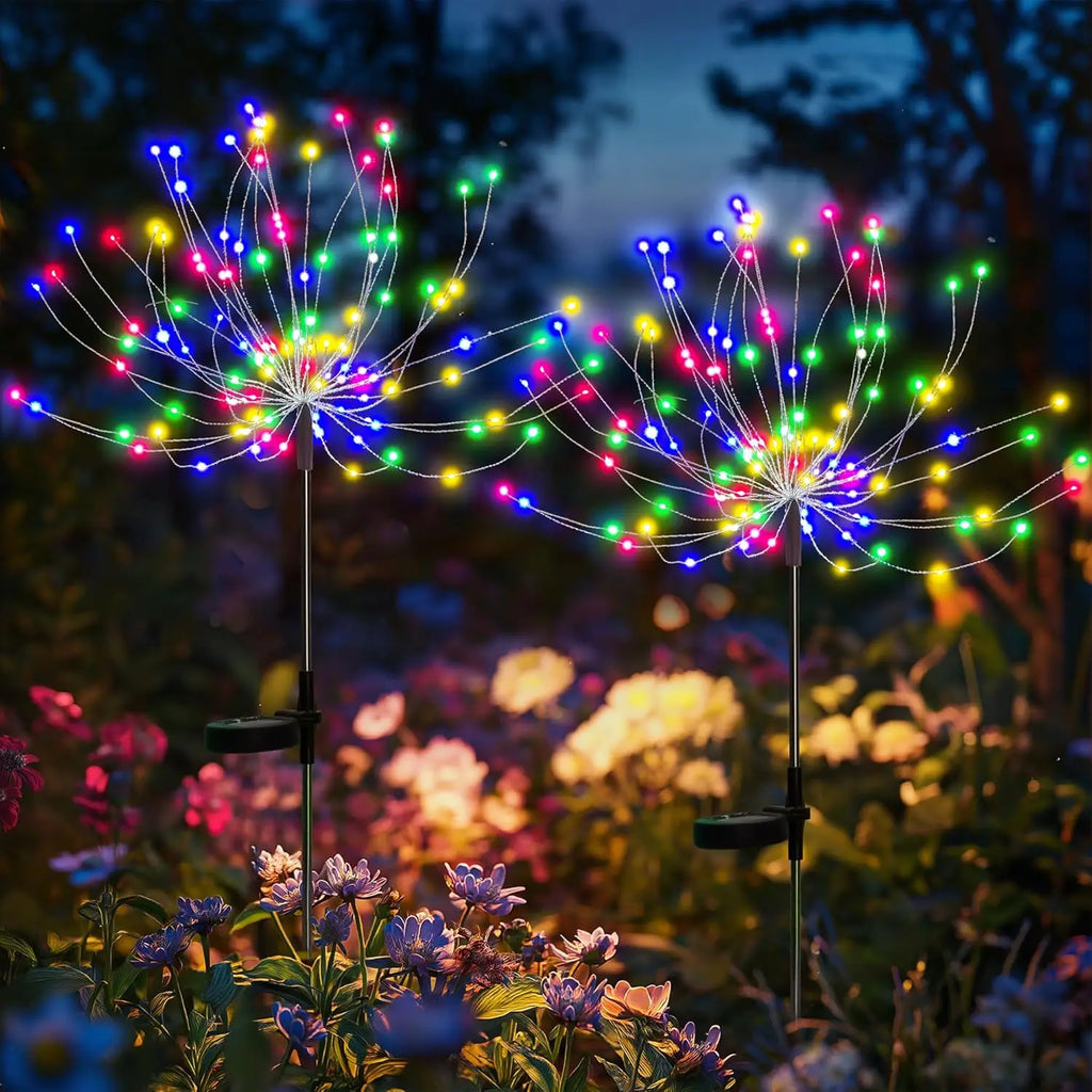 Solar Lights for Outdoor Garden LED Dandelion Lighting Stake Solar Firework Light for Lawn Decor Solar Garden Light