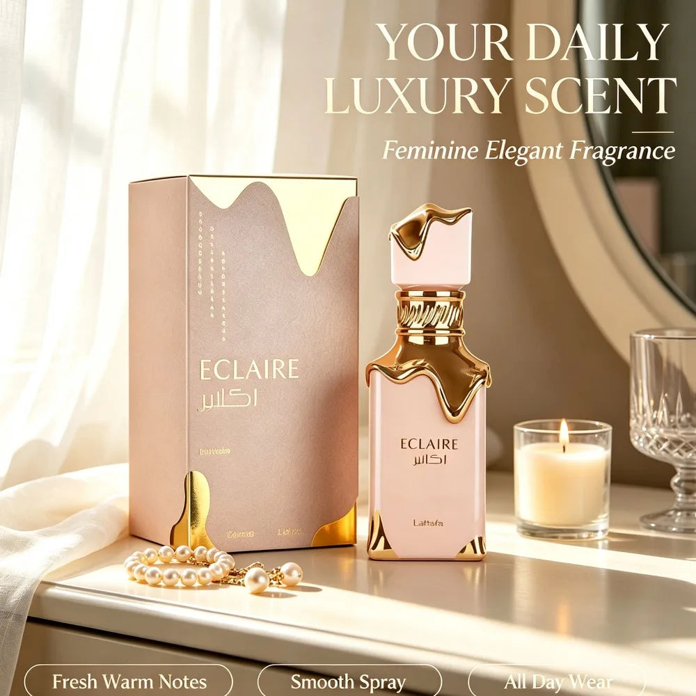 Lattafa Eclaire Eau De Parfum for Women 100ml 3.4oz Long Lasting Exquisite Regal Arabian Perfume Luxury Valentine Gift Women Fragrance Spray