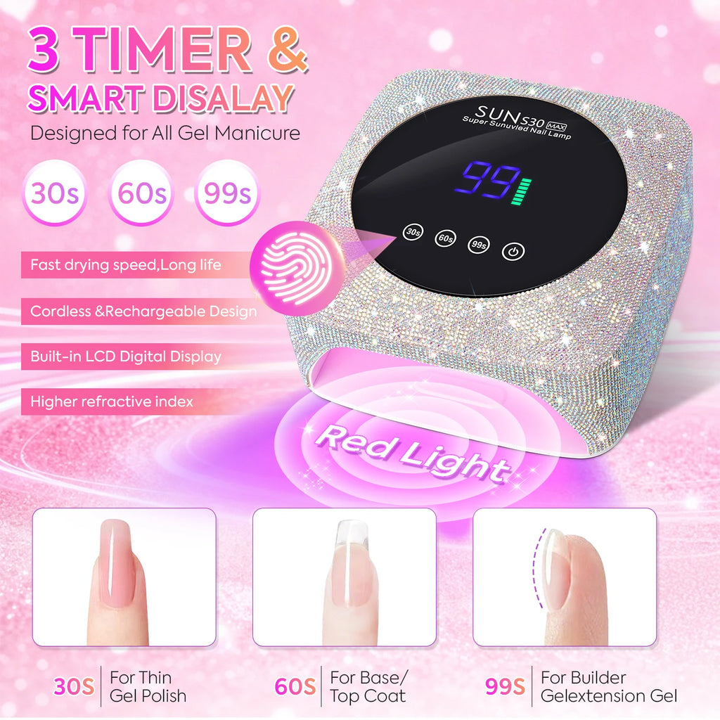 180W UV LED Nail Lamp 57LED Rechargeable Nail Dryer For Curing Polish Gel Wireless Manicure Machine With Smart Sensor Salon Tool