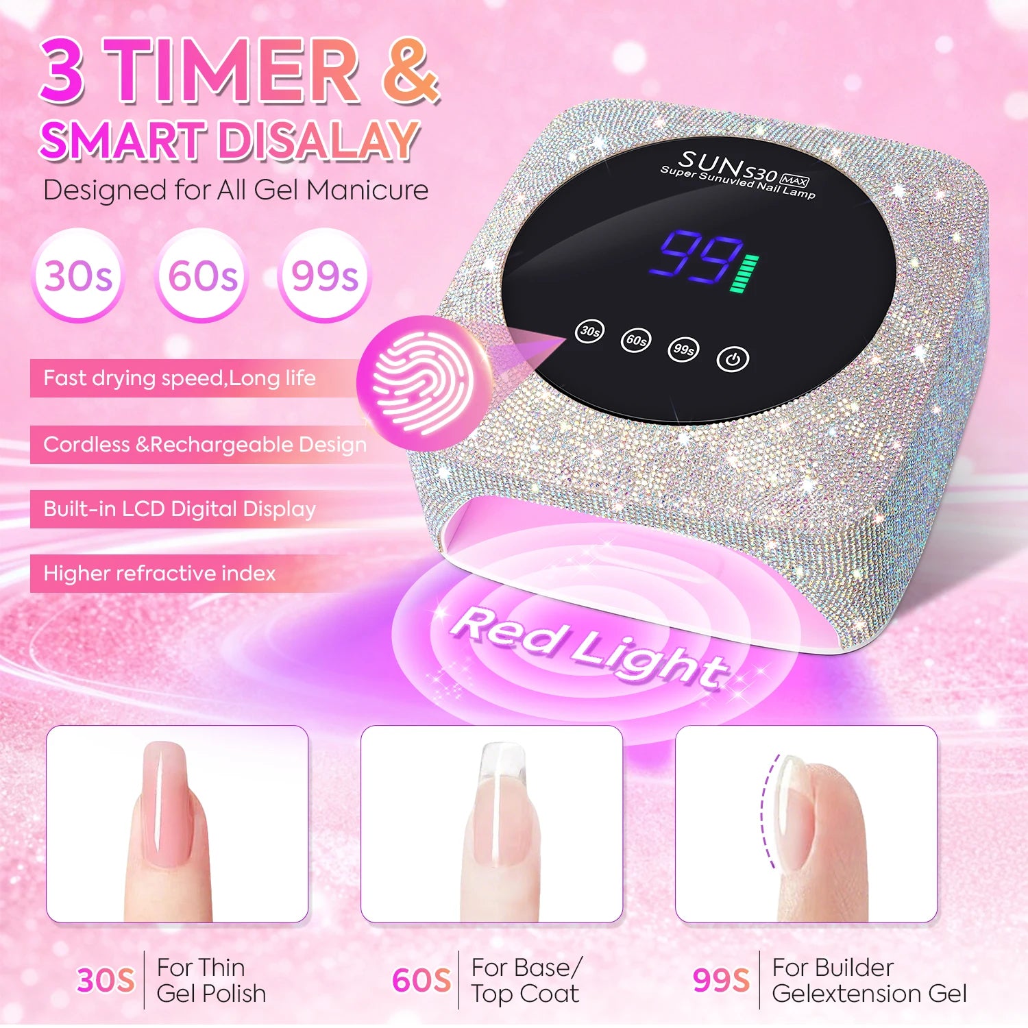 180W UV LED Nail Lamp 57LED Rechargeable Nail Dryer For Curing Polish Gel Wireless Manicure Machine With Smart Sensor Salon Tool