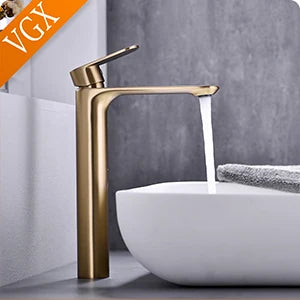 VGX Bathroom Faucets High Basin Mixer Sink Tall Faucet Gourmet Washbasin Taps Water Tap Hot Cold 360° Tapware Crane Brass Black
