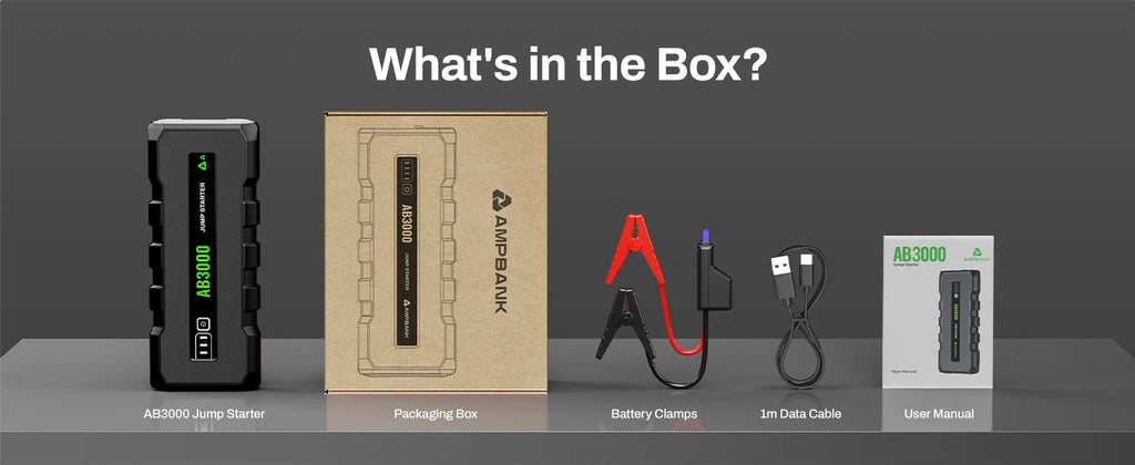 AMPBANK AB3000 12V Car Jump Starter Battery Charger Power Bank Portable 3000A Auto Booster Pack